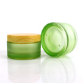 200g round thick bottom green frosted glass face cream cosmetic contanier jar with plastic lid